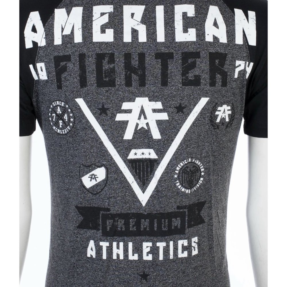 American Fighter Mens T-Shirt MICHIGAN Athletic BLACK GREY Biker MMA - Picture 4 of 7